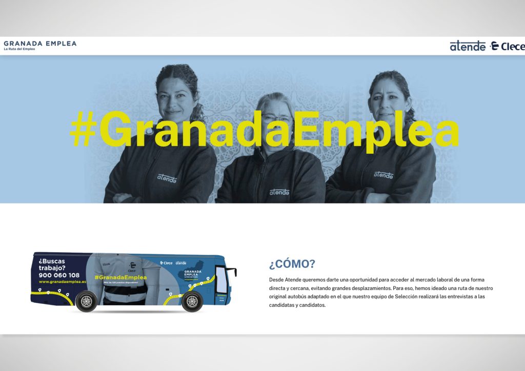 Muestra de la web diseñada para las. Rutas del Empleo de Clece