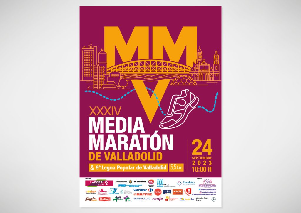 Diseño gráfico para el cartel de la XXXIV Media Maratón de Valladolid 2023