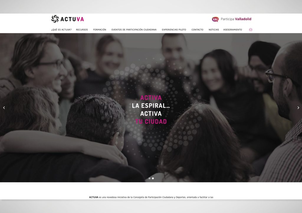 Diseño de la página de inicio de la web de ACTUVA