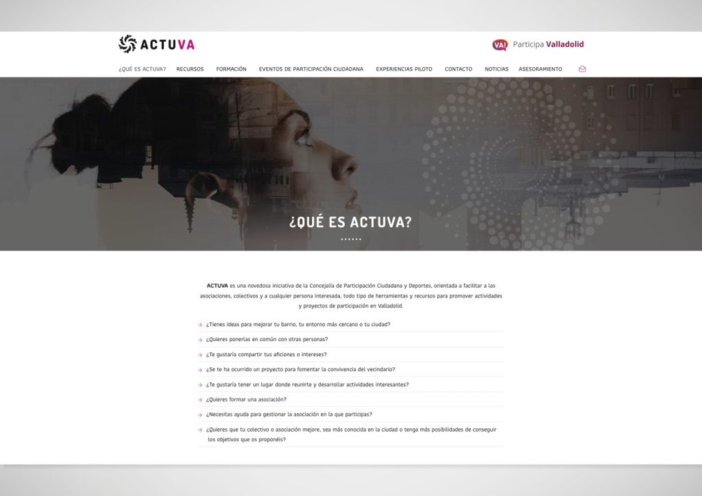 Muestra de la página diseñada en colaboración con Strategia Infinita