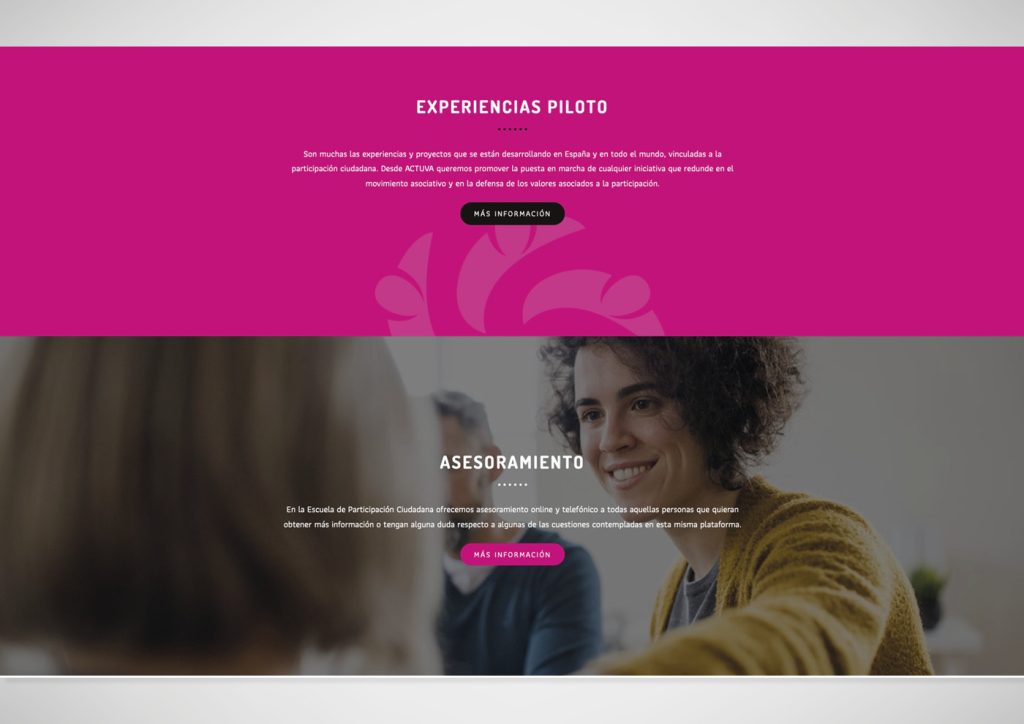 Muestra de la página diseñada en colaboración con Strategia Infinita