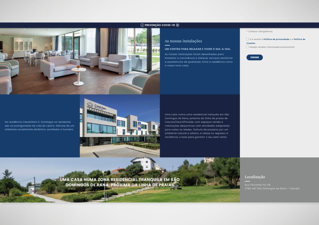 Muestra de la página web de la residencia portuguesa