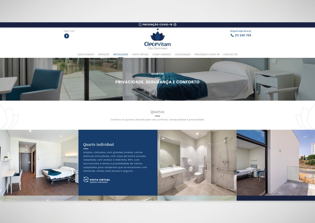 Muestra de la página web de la residencia portuguesa