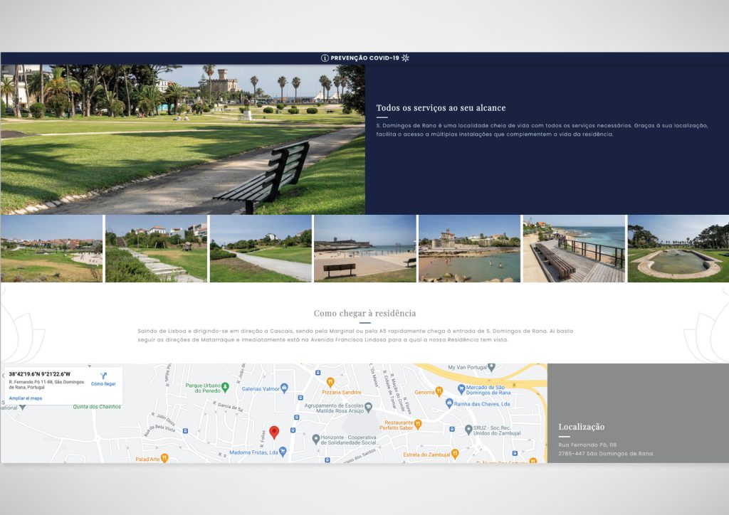 Muestra de la web en la que aparece la localización del centro de mayores