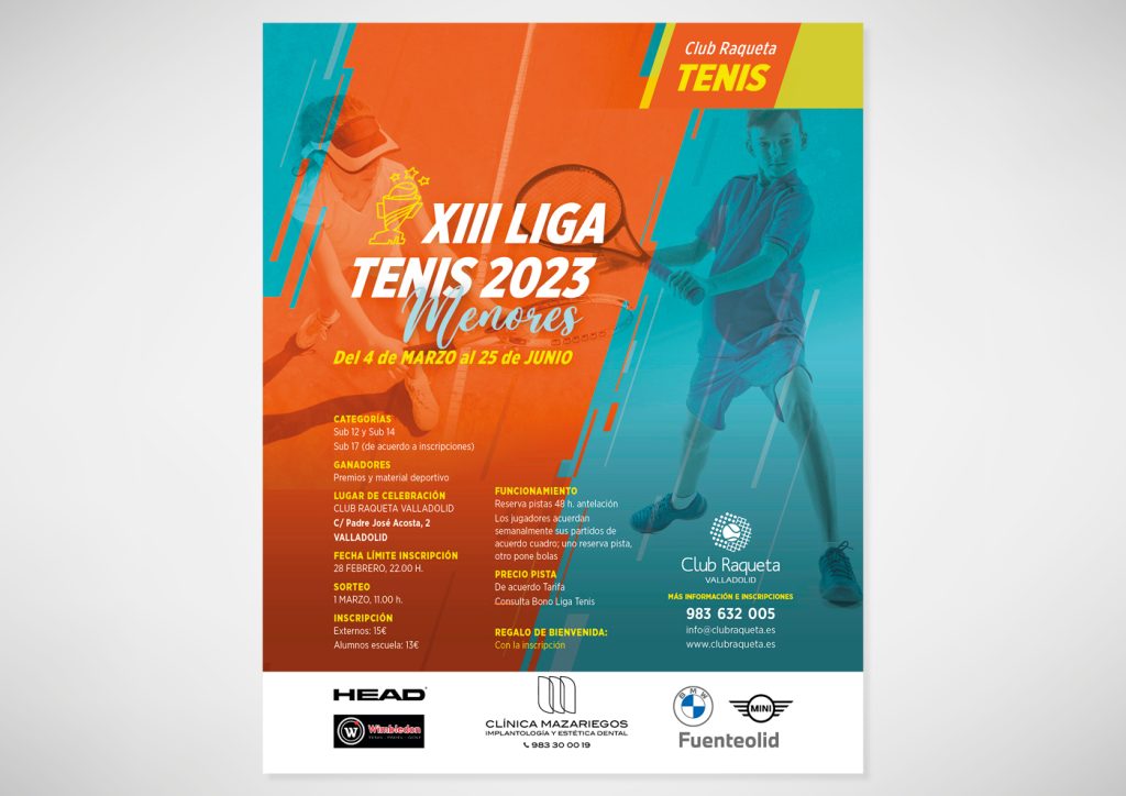 Diseño de cartel "XIII Liga Tenis 2023 Menores"