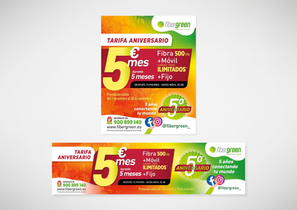 Diseño de imagen para Instagram y slide para web de Fibergreen