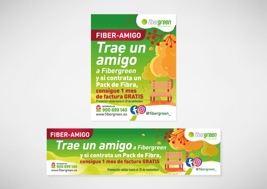 Imagen para Instagram y slide para web de las promociones de otoño de Fibergreen
