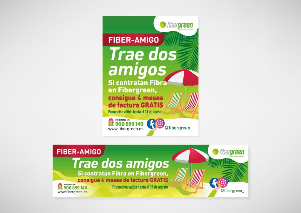 Imagen para Instagram y slide para web de las promociones de verano de Fibergreen