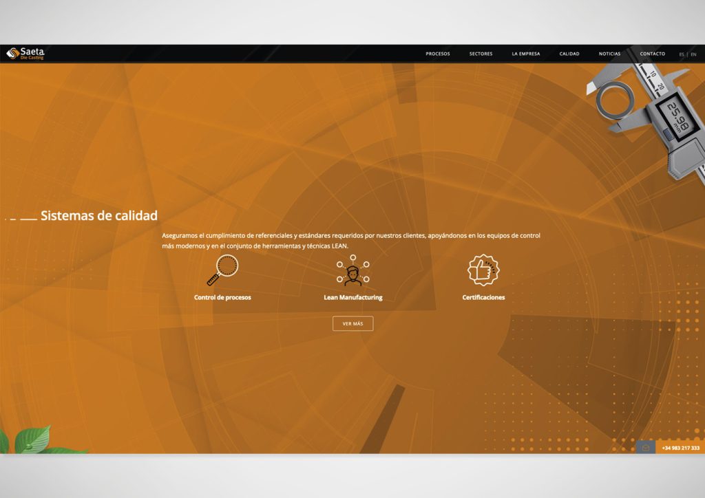 Diseño de página web para la fundición Saeta Die Casting
