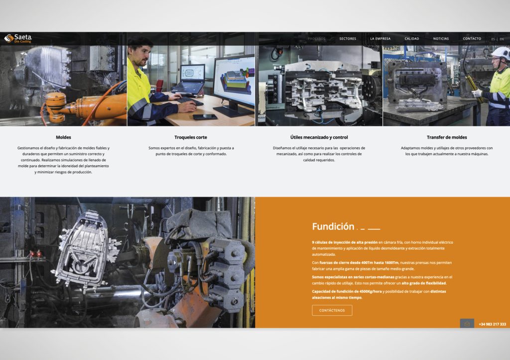 Diseño de página web para la fundición Saeta Die Casting