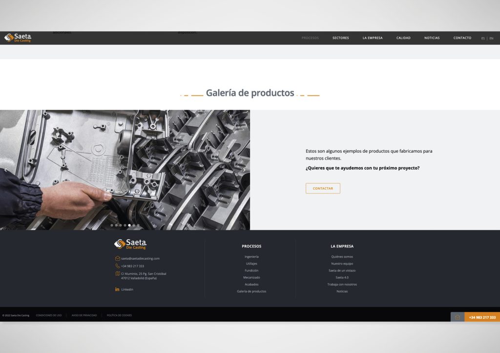 Muestra de la página diseñada para la fundición