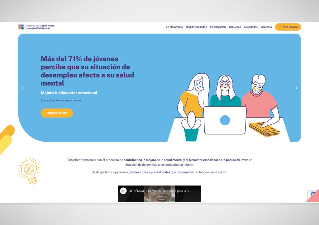 Diseño de la página de inicio de la web Plataforma Salud Mental