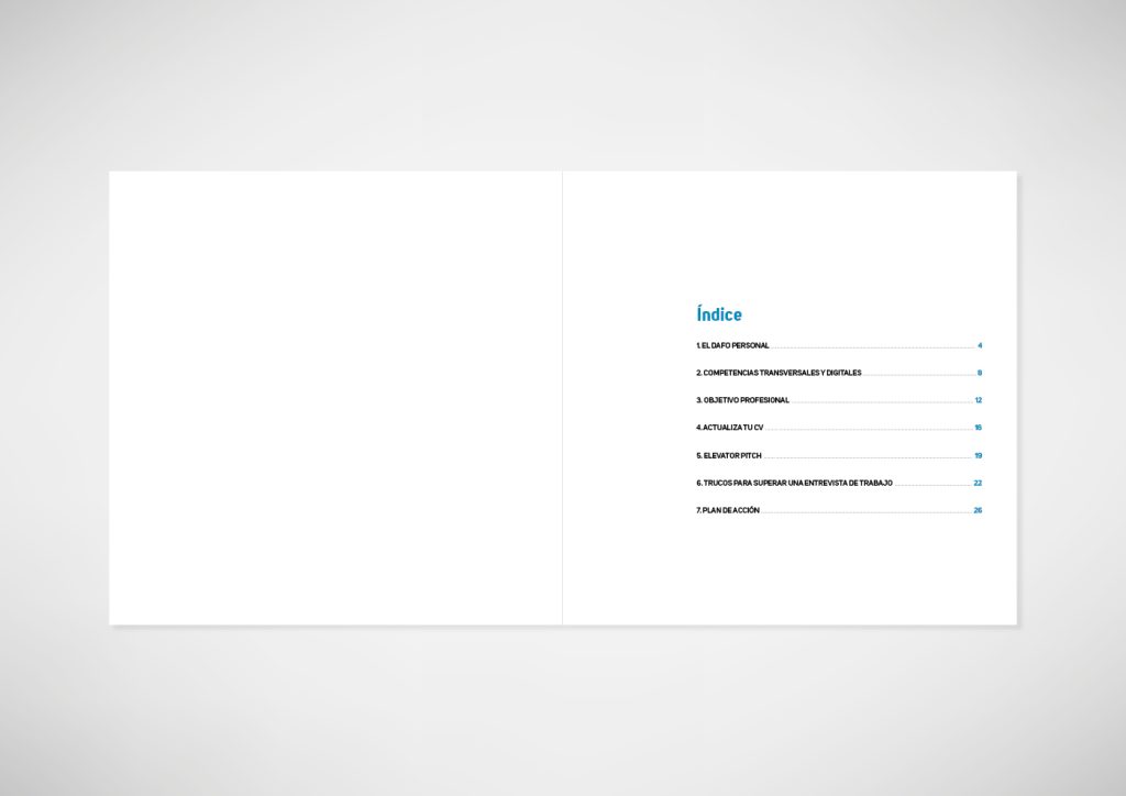 Índice del manual diseñado para la fundación