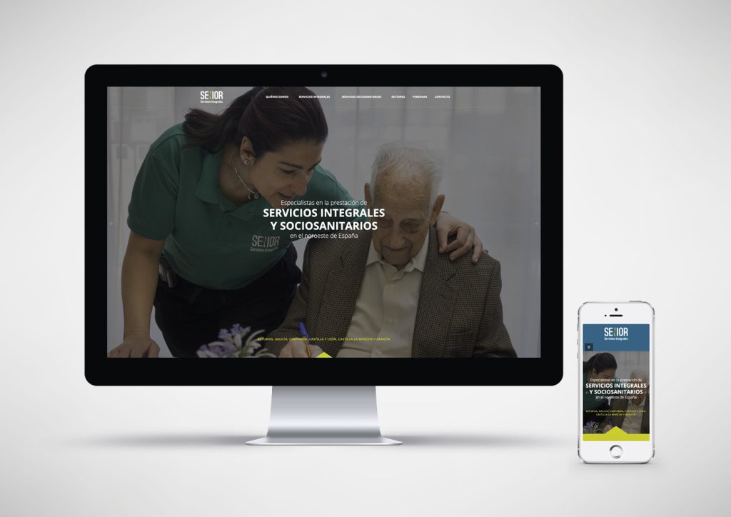 Vista de la página de web de Senior Servicios Integrales desde ordenador y móvil