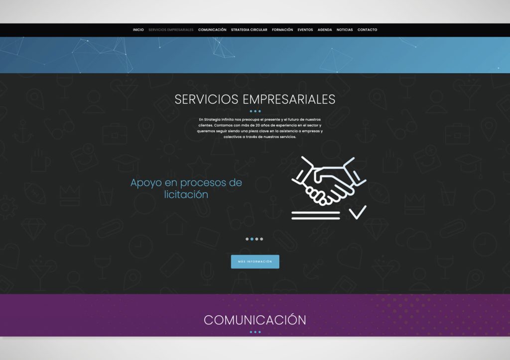 Muestra de la página web diseñada para Strategia Infinita