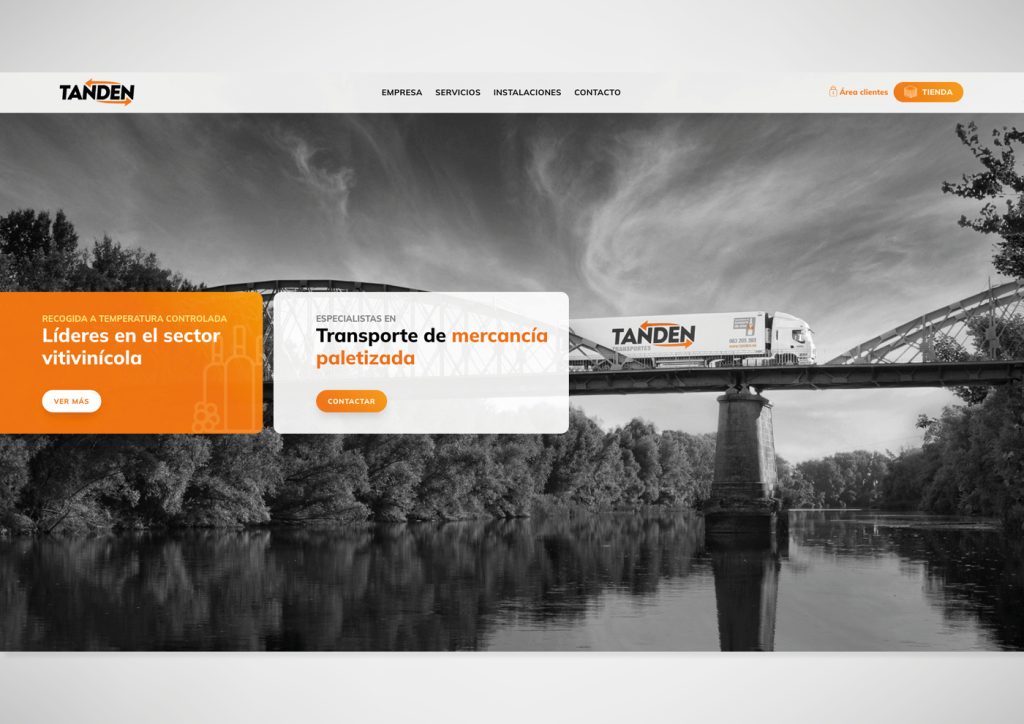 Página de Inicio diseñada para la web de la empresa de transportes