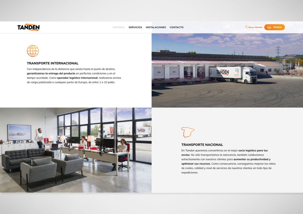 Muestra de la web diseñada para la empresa de transportes