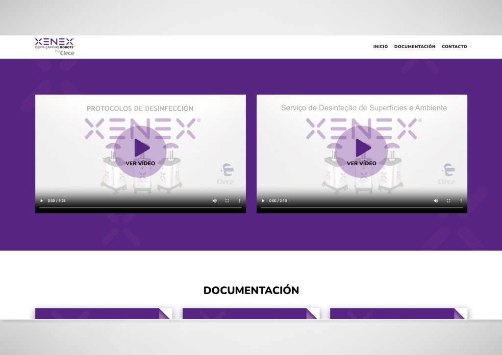 Página de inicio de la web Xenex by Clece