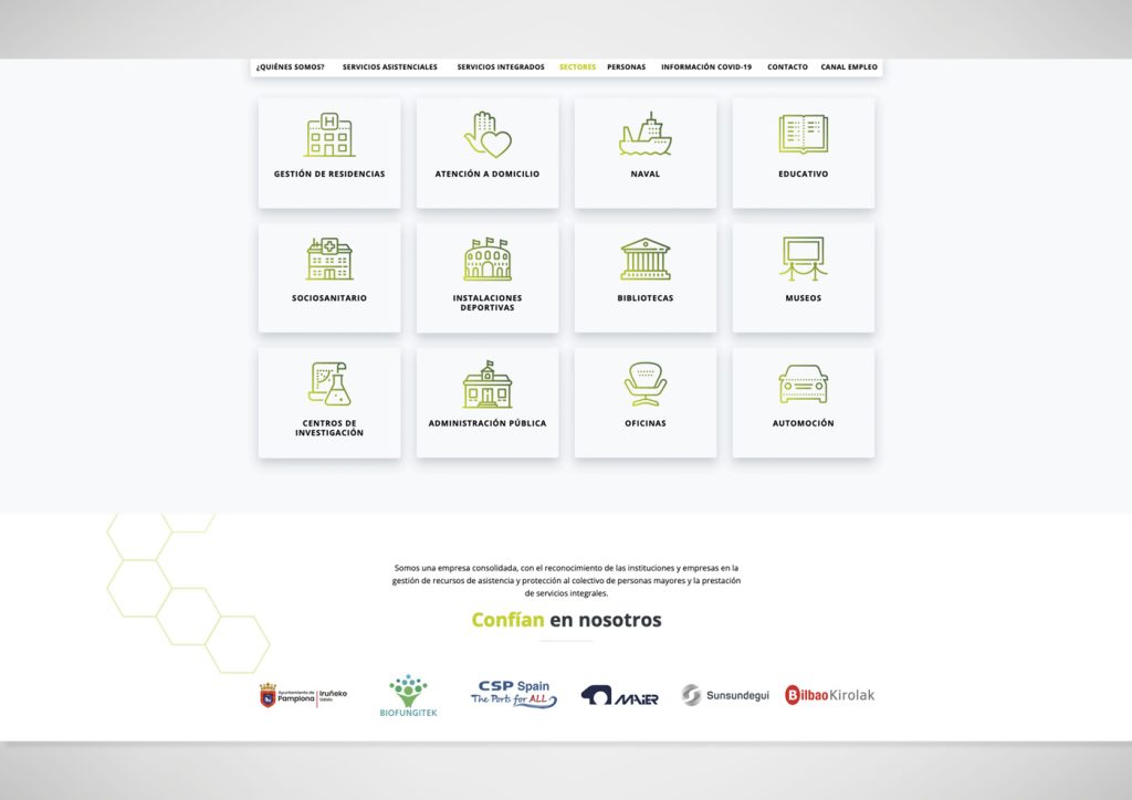 Muestra del diseño creado para la web de la empresa