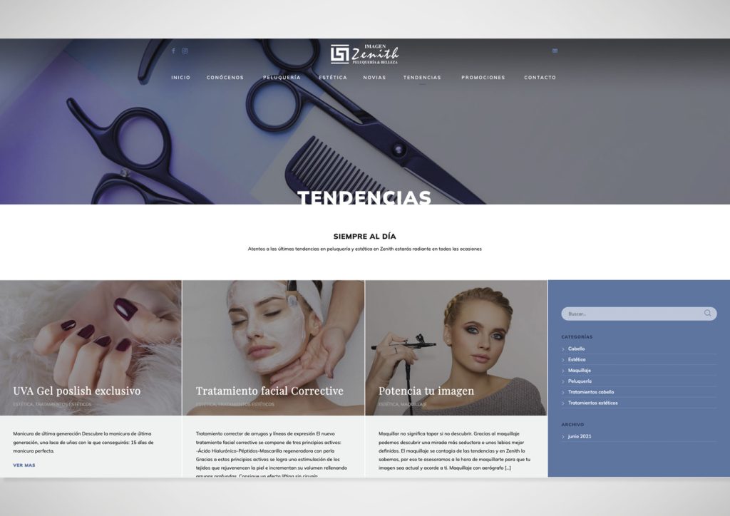 Página diseñada para la peluquería de Valladolid