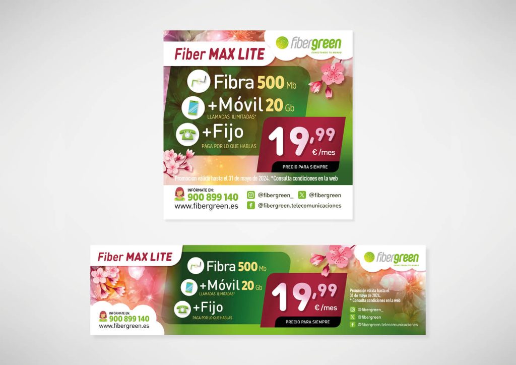 Imágenes para redes diseñadas para las promociones de primavera de Fibergreen