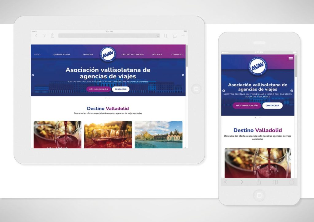 Web Asociación Vallisoletana de Agencias de Viajes tablet y smartphone